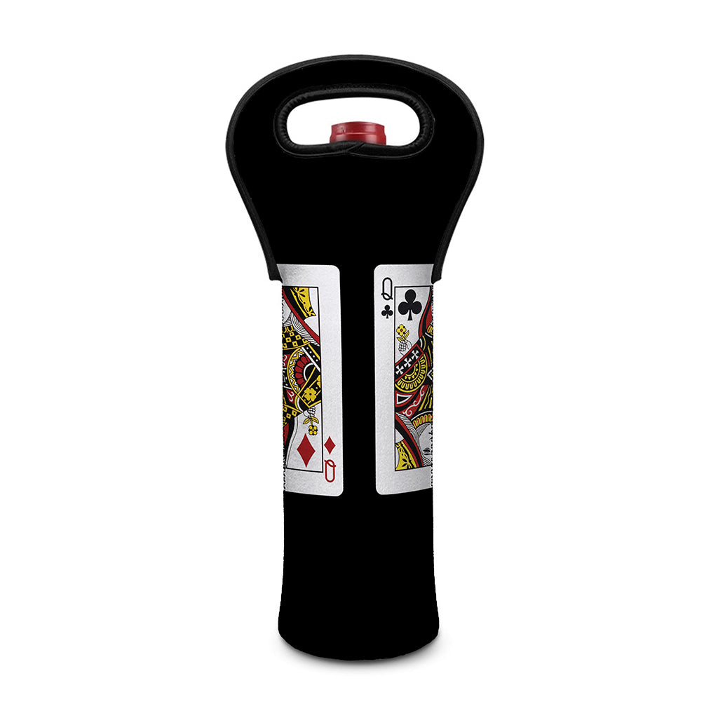 Four Queens Playing Cards Print Single Neoprene Wine Tote