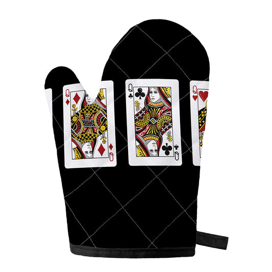 Four Queens Playing Cards Print Single Oven Mitt