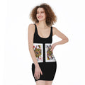 Four Queens Playing Cards Print Sleeveless Bodycon Dress