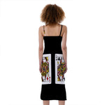 Four Queens Playing Cards Print Slim Fit Midi Cami Dress