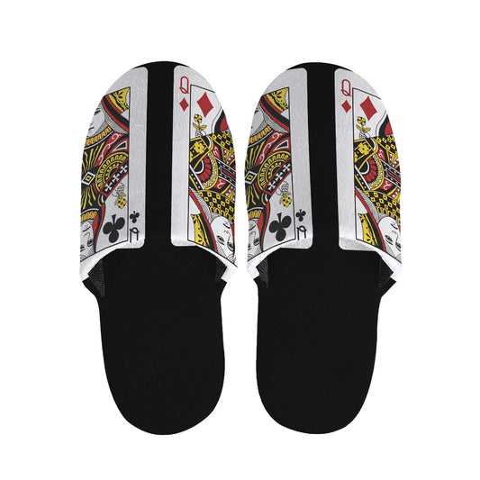 Four Queens Playing Cards Print Slippers
