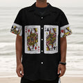Four Queens Playing Cards Print Textured Short Sleeve Shirt