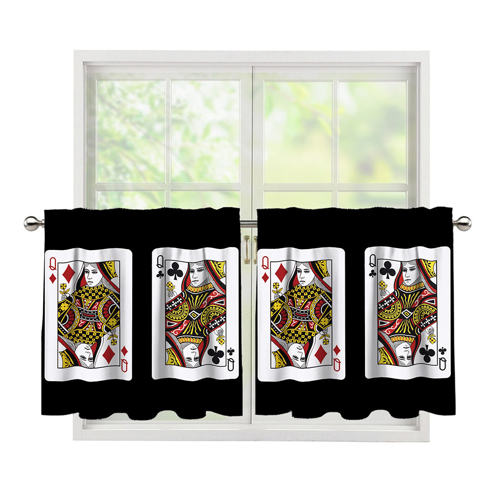 Four Queens Playing Cards Print Tier Curtains