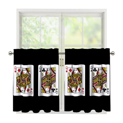Four Queens Playing Cards Print Tier Curtains