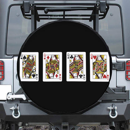 Four Queens Playing Cards Print Tire Cover