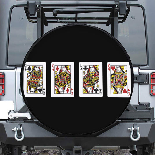 Four Queens Playing Cards Print Tire Cover