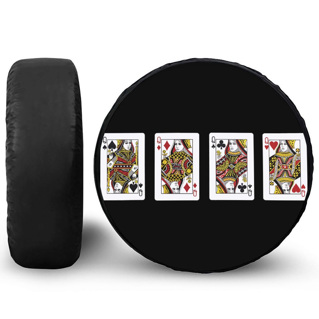 Four Queens Playing Cards Print Tire Cover