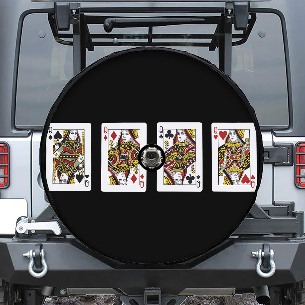Four Queens Playing Cards Print Tire Cover With Camera Hole