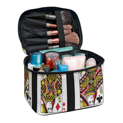 Four Queens Playing Cards Print Travel Makeup Bag