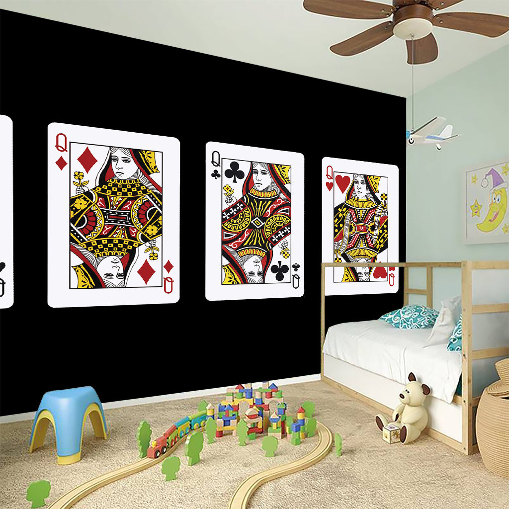 Four Queens Playing Cards Print Wall Sticker