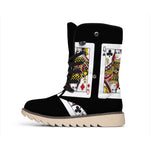 Four Queens Playing Cards Print Winter Boots