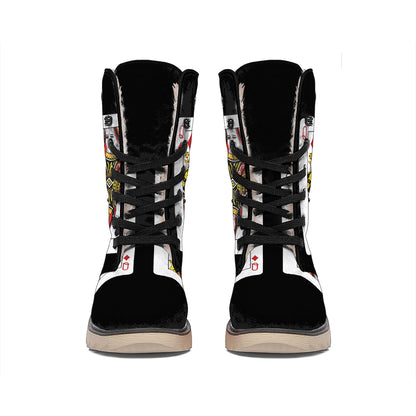 Four Queens Playing Cards Print Winter Boots