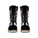 Four Queens Playing Cards Print Winter Boots