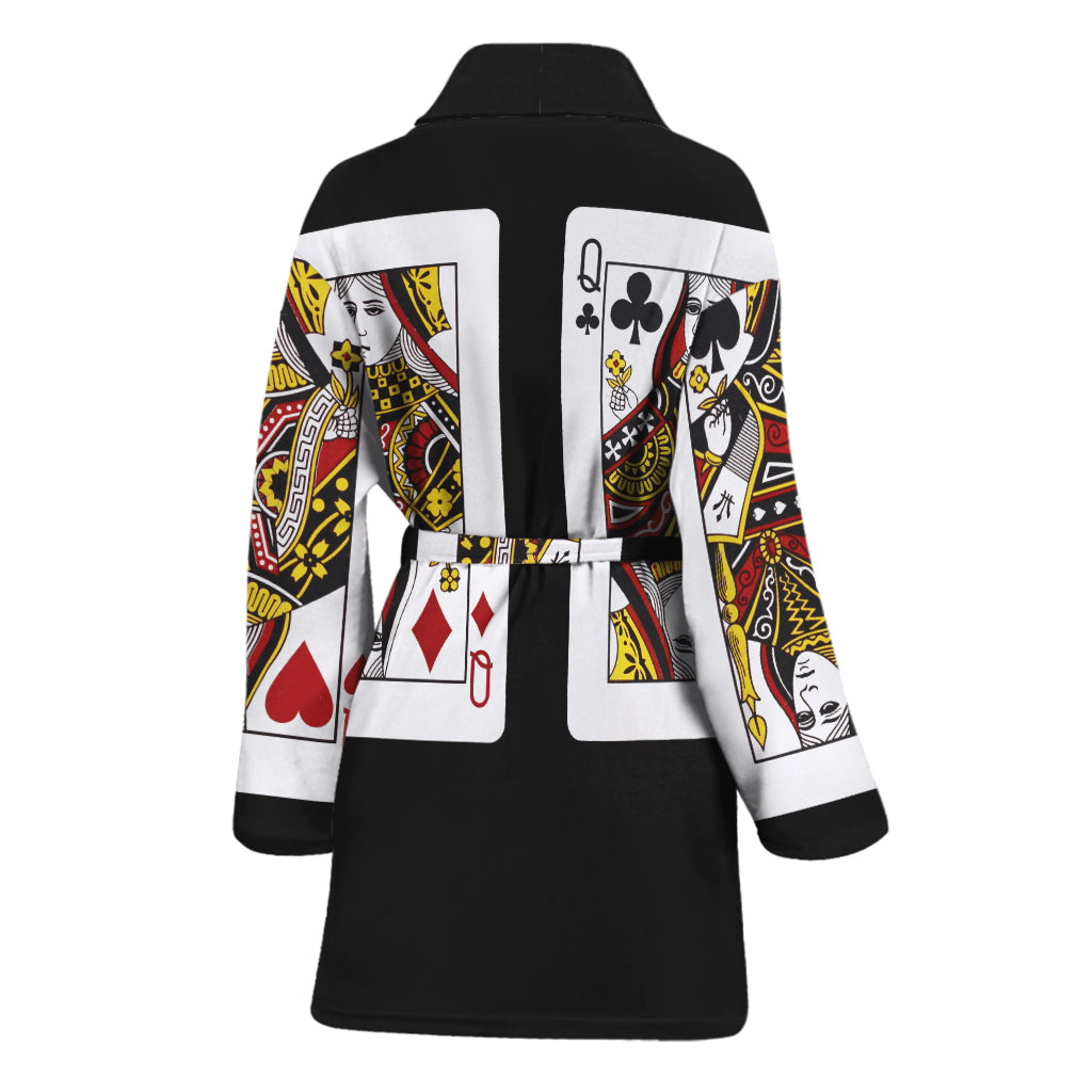 Four Queens Playing Cards Print Women's Bathrobe