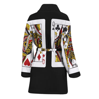 Four Queens Playing Cards Print Women's Bathrobe
