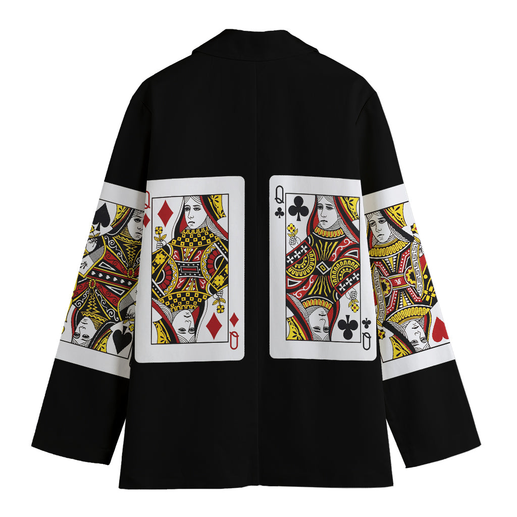 Four Queens Playing Cards Print Women's Blazer