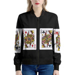 Four Queens Playing Cards Print Women's Bomber Jacket