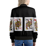 Four Queens Playing Cards Print Women's Bomber Jacket