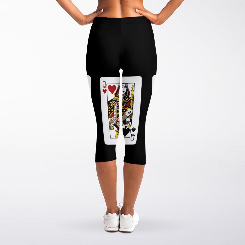 Four Queens Playing Cards Print Women's Capri Leggings
