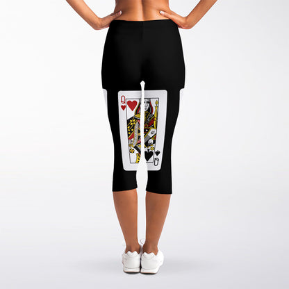 Four Queens Playing Cards Print Women's Capri Leggings