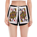 Four Queens Playing Cards Print Women's Split Running Shorts