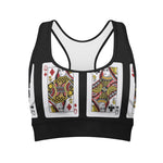 Four Queens Playing Cards Print Women's Sports Bra
