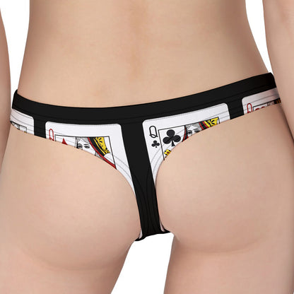 Four Queens Playing Cards Print Women's Thong