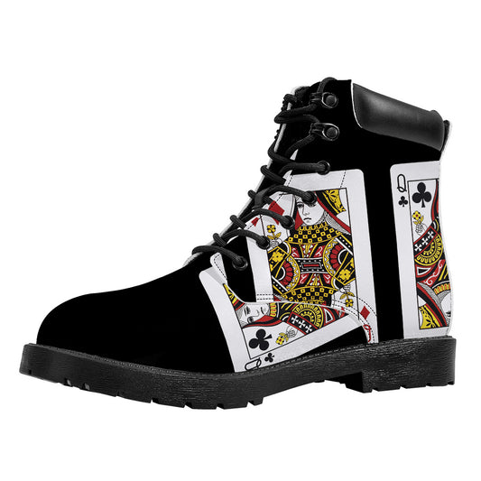 Four Queens Playing Cards Print Work Boots