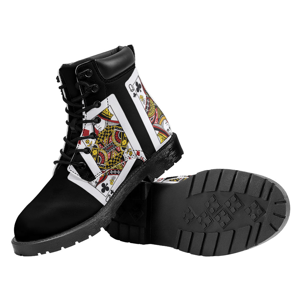 Four Queens Playing Cards Print Work Boots