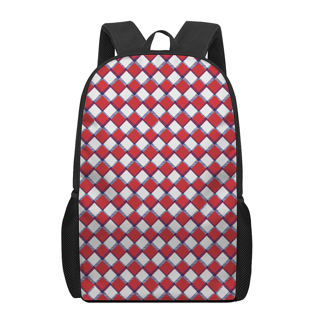 Fourth of July American Plaid Print 17 Inch Backpack