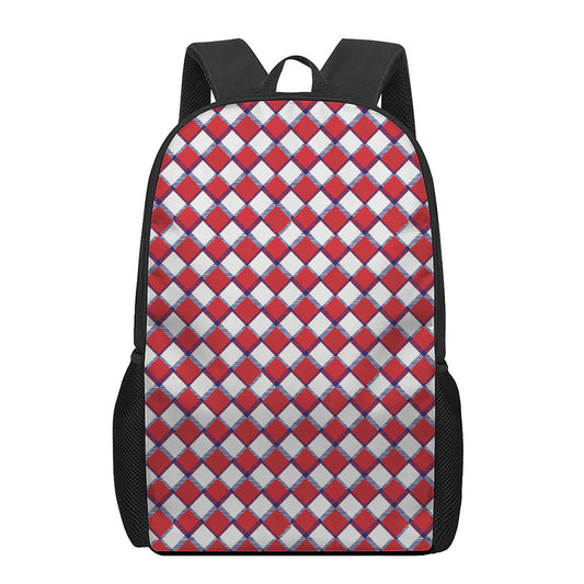 Fourth of July American Plaid Print 17 Inch Backpack