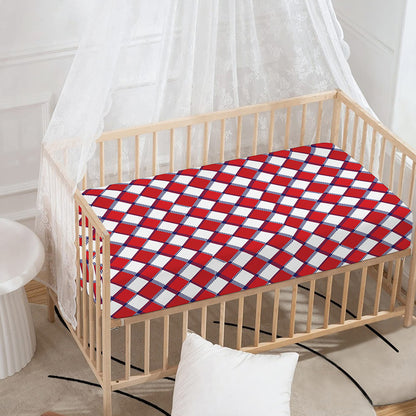 Fourth of July American Plaid Print Baby Crib Sheet