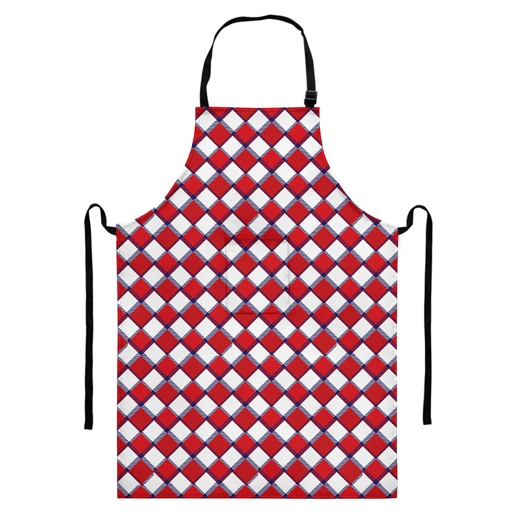 Fourth of July American Plaid Print Bib Apron With Pocket