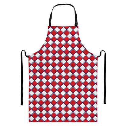 Fourth of July American Plaid Print Bib Apron With Pocket
