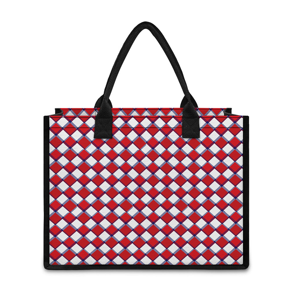 Fourth of July American Plaid Print Canvas Tote Bag