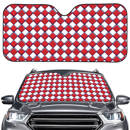 Fourth of July American Plaid Print Car Windshield Sun Shade
