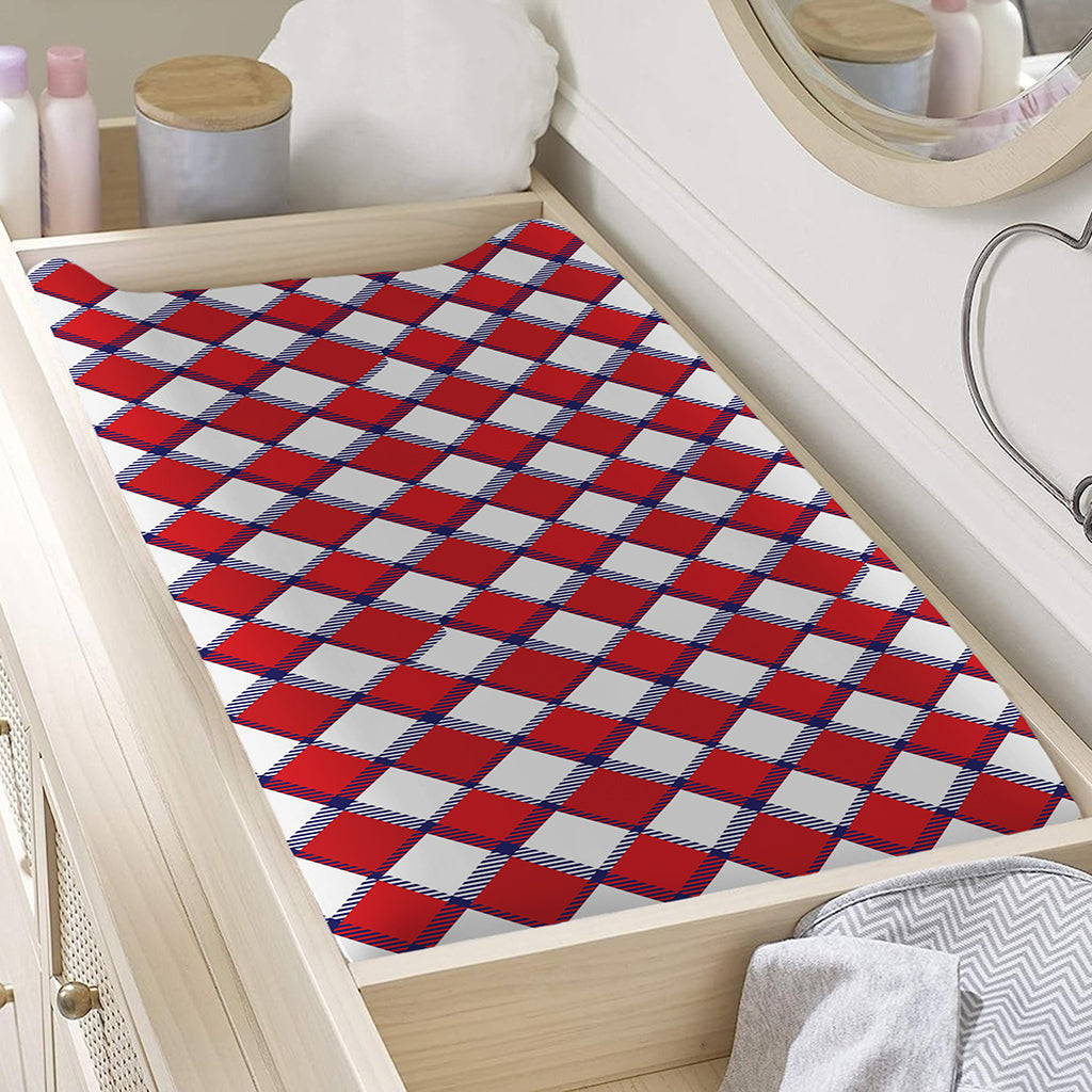 Fourth of July American Plaid Print Changing Pad Cover