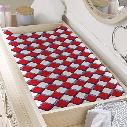 Fourth of July American Plaid Print Changing Pad Cover