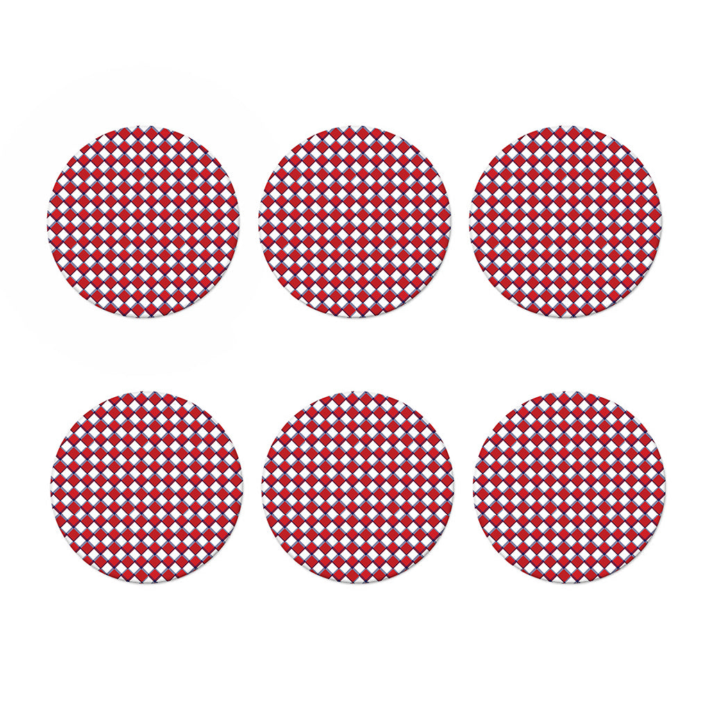 Fourth of July American Plaid Print Coaster Set