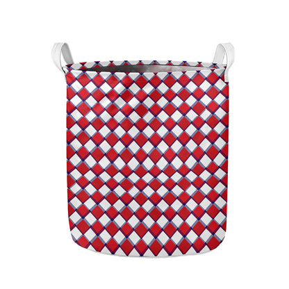 Fourth of July American Plaid Print Collapsible Laundry Basket