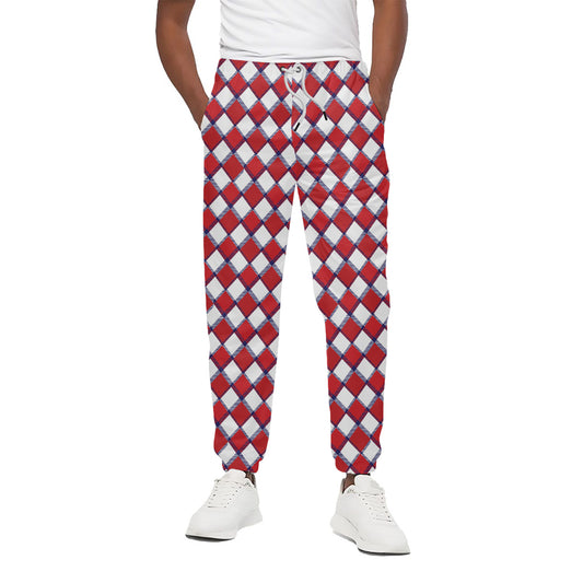 Fourth of July American Plaid Print Cotton Pants