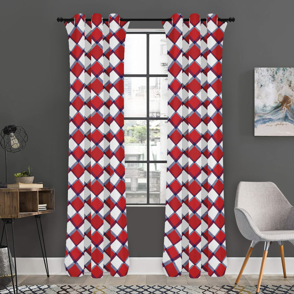Fourth of July American Plaid Print Curtain