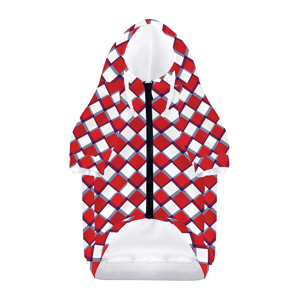 Fourth of July American Plaid Print Dog Zip Up Hoodie