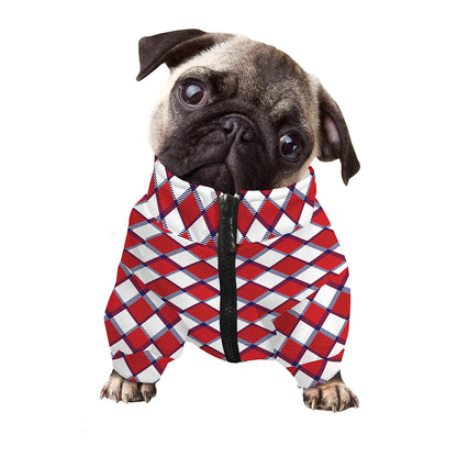 Fourth of July American Plaid Print Dog Zip Up Jacket
