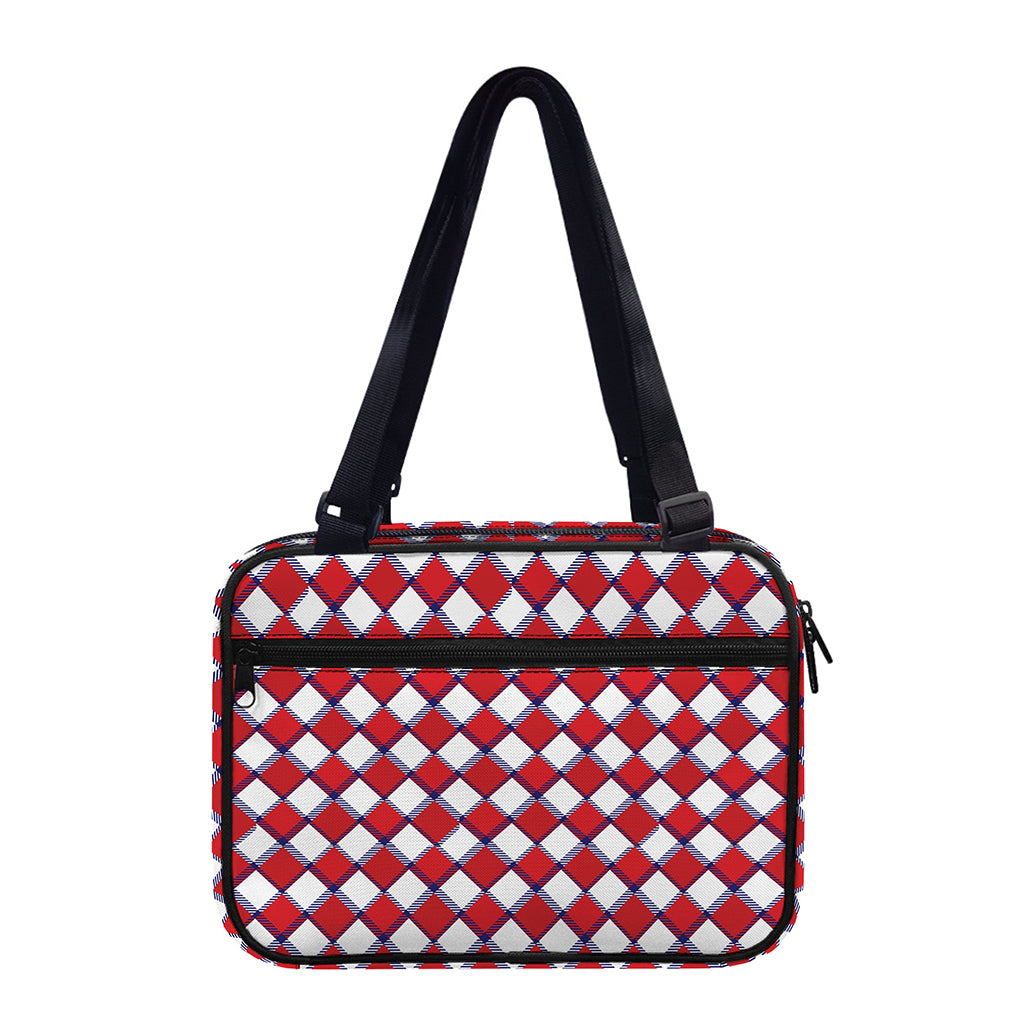 Fourth of July American Plaid Print Double Strap Bible Bag