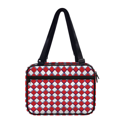 Fourth of July American Plaid Print Double Strap Bible Bag