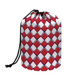 Fourth of July American Plaid Print Drawstring Makeup Bag