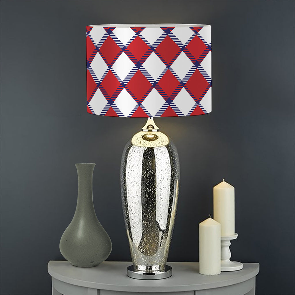 Fourth of July American Plaid Print Drum Lamp Shade