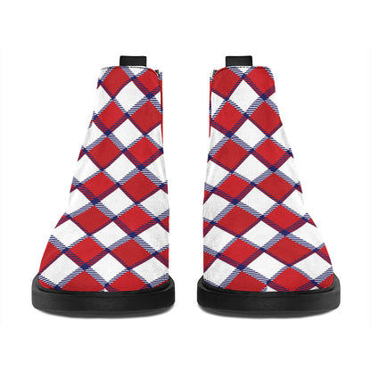 Fourth of July American Plaid Print Flat Ankle Boots