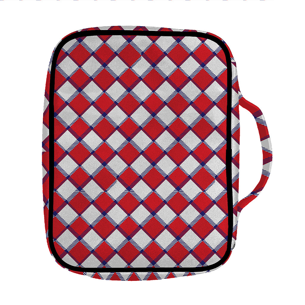 Fourth of July American Plaid Print Front Pocket Bible Bag
